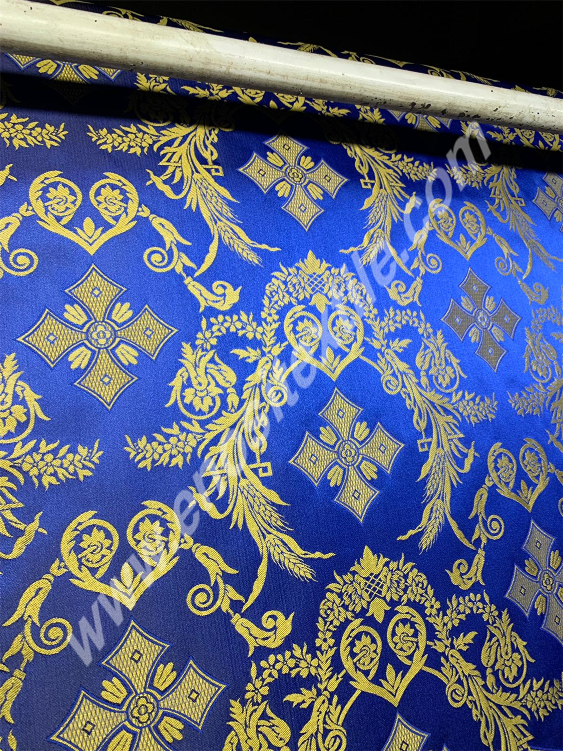 KL-045 Dark Blue-Gold Brocade Fabrics